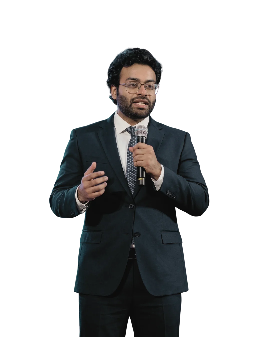 Piyush Sachdeva speaking on stage